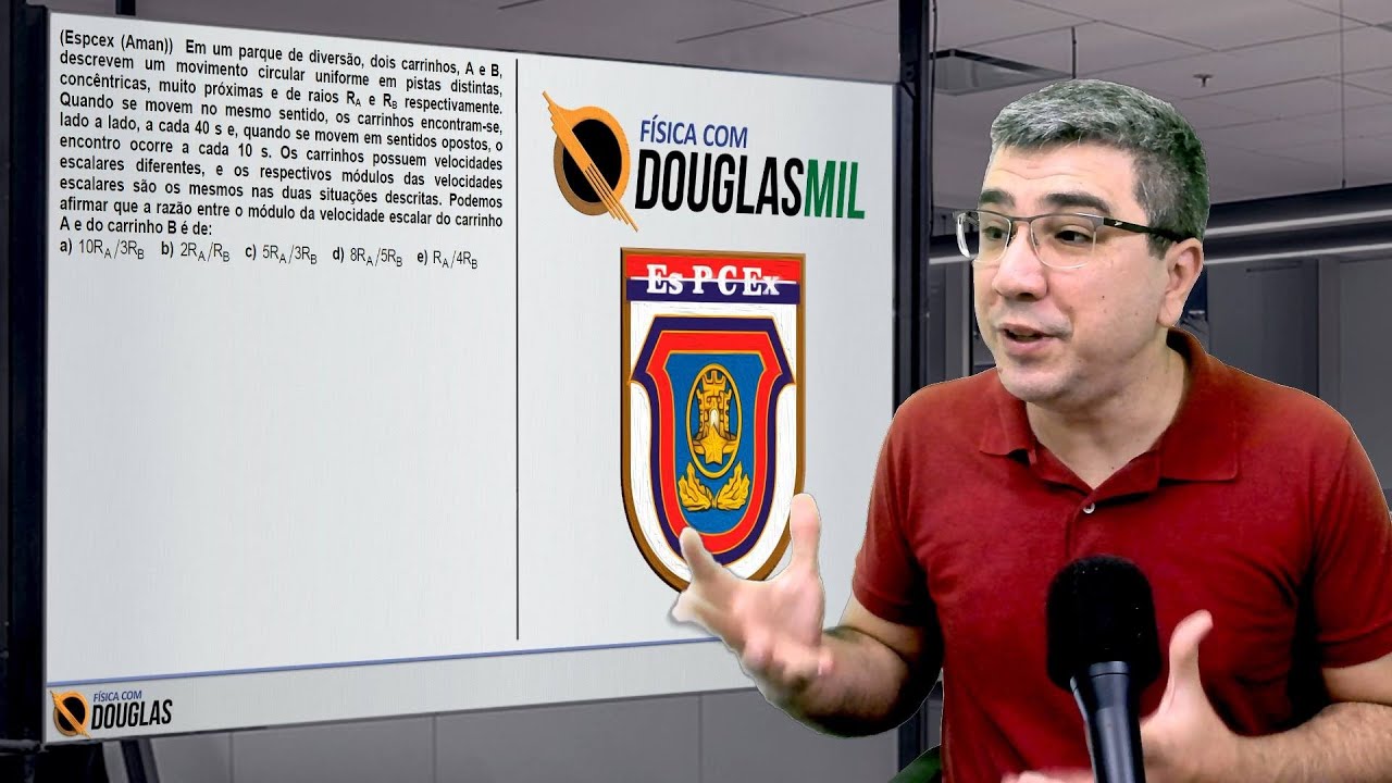 Física com Douglas Militar | EsPCEx | Cinemática | Em um parque de diversão, dois carrinhos