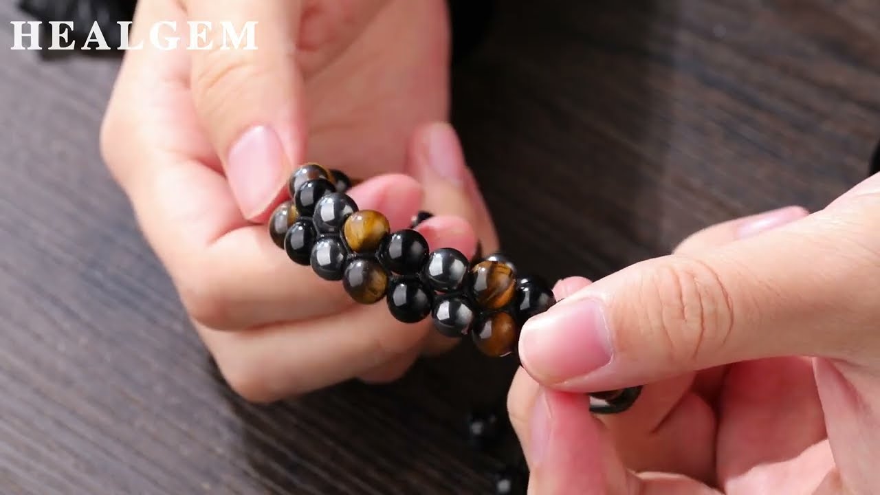 Fathers Day Gift-Amazing Men's Bracelets Triple Protection Bracelet Tiger Eye Hematite Black Onyx
