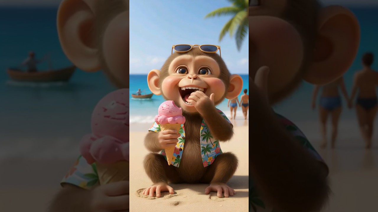 Monkey Weekend Fun with ice-cream🍦⛱️🤣 