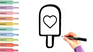 Icecream Drawing for beginners| How To Draw Easy Icecream Drawing| Cute Strawberry Icecream Drawing