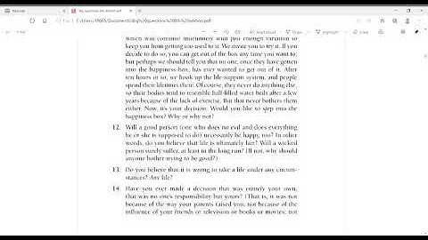Reflections on a few more Opening Questions in the Big Questions Text Chapter 1