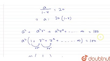 Sum of infinite number of terms in G.P. is 20 and the sum of their squares is 100, then the comm...