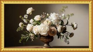 Beautiful White Flowers in Vintage Gold Vase | Aesthetic Floral Décor screenshot 5