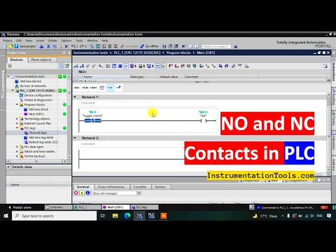 NO and NC Contacts in PLC - Siemens Tia Portal Tutorial