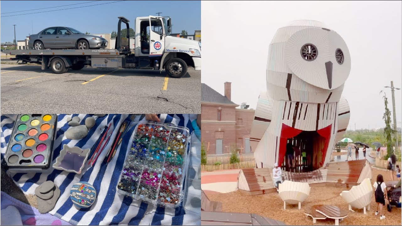 Car broke down, beach art & Biidaasige Park