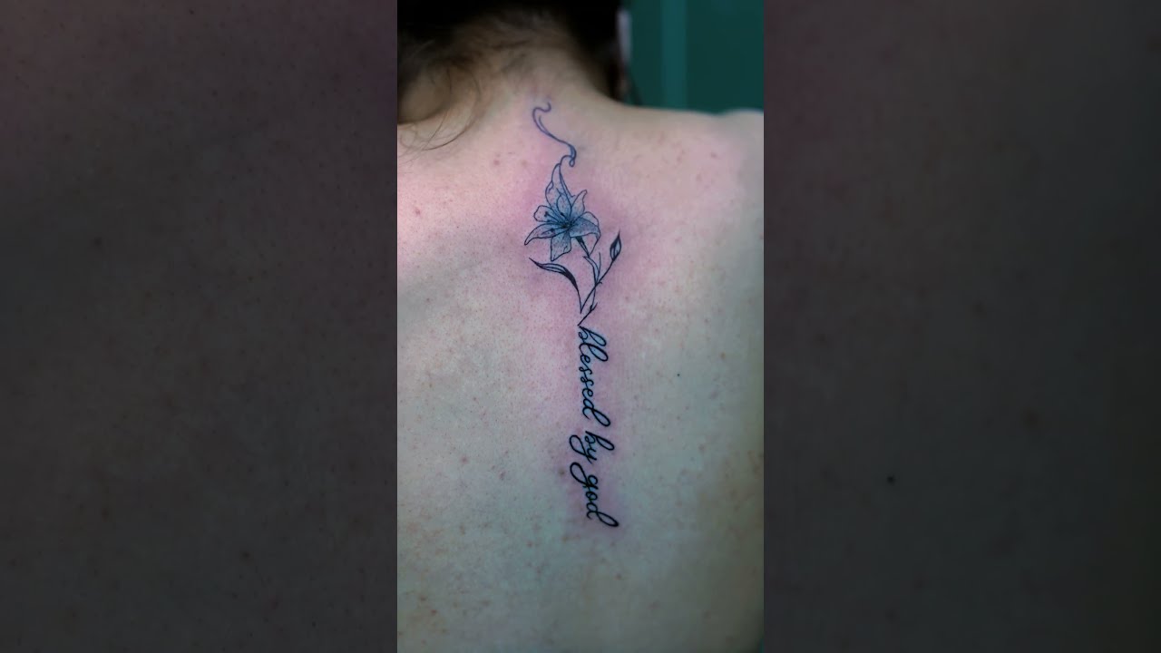 "Blessed by God" Spine Tattoo 🤍🌸 #shorts