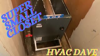 HVAC installation: Furnace and coil in very tight closet.