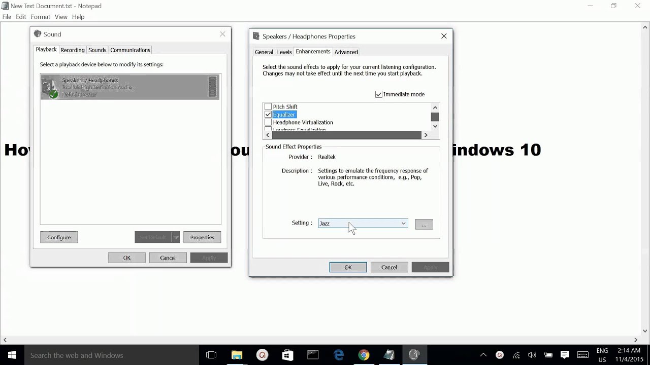 Rettidig dobbeltlag Luksus How to change or setup your sound equalizer on windows 10 - YouTube