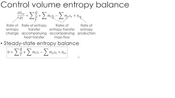 Thermodynamics Lecture 20: Control Volume Entropy Balance