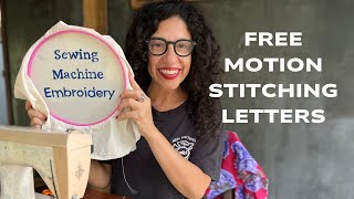 How to embroider letters with a sewing machine / Free motion stitching