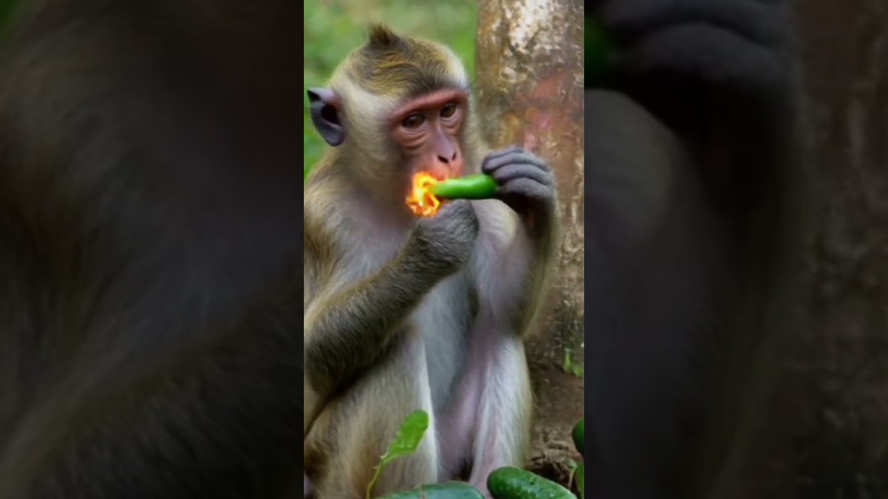 monkey eating a chilli 🔥🔥