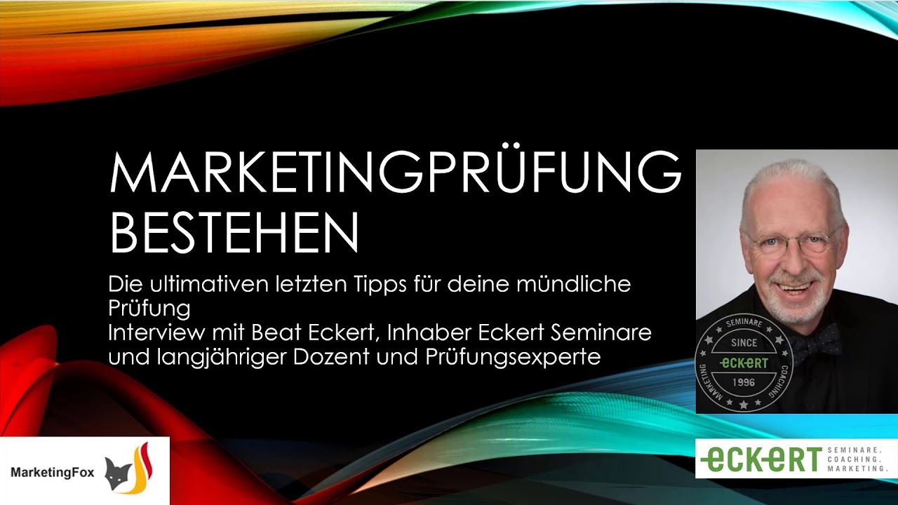Mündliche Marketingprüfung bestehen mit Beat Eckert