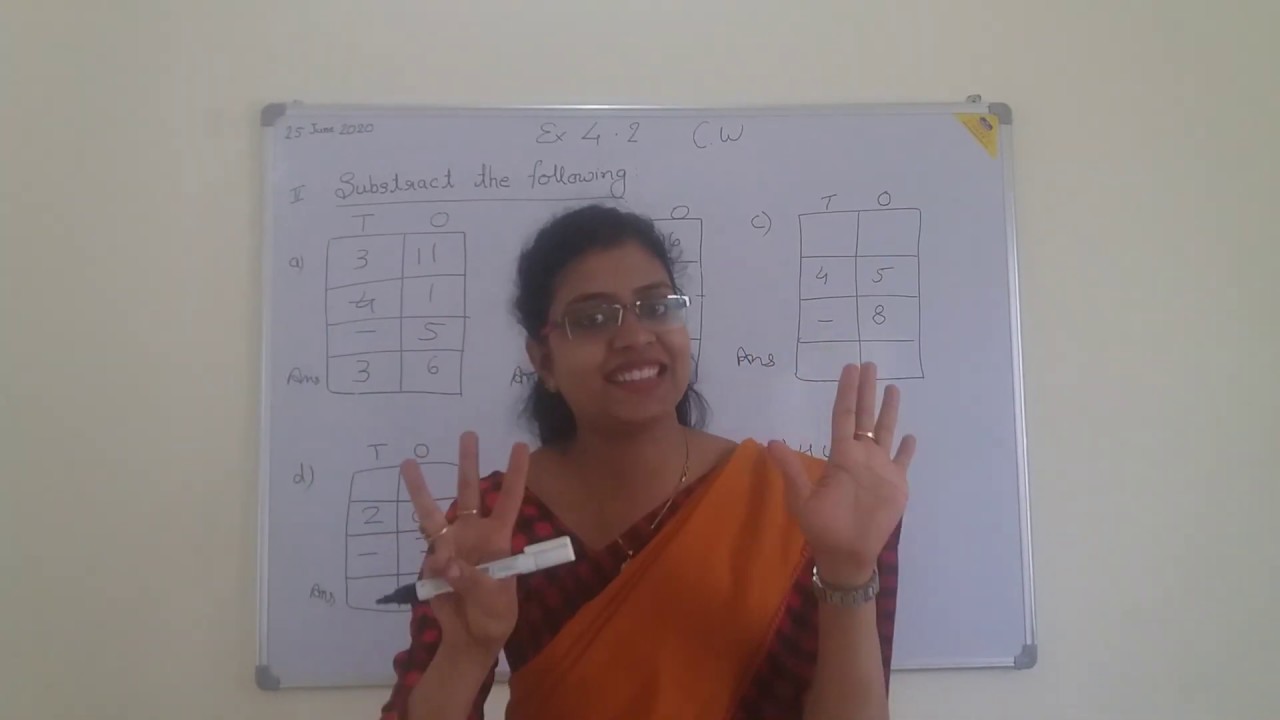 Maths Borrow Subtraction Class 2 - YouTube