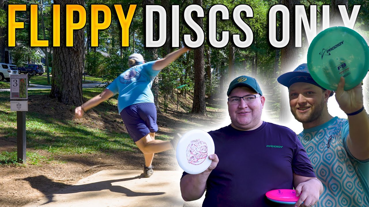 Playing 9 holes of DISC GOLF using only our FLIPPIEST DISCS (with the