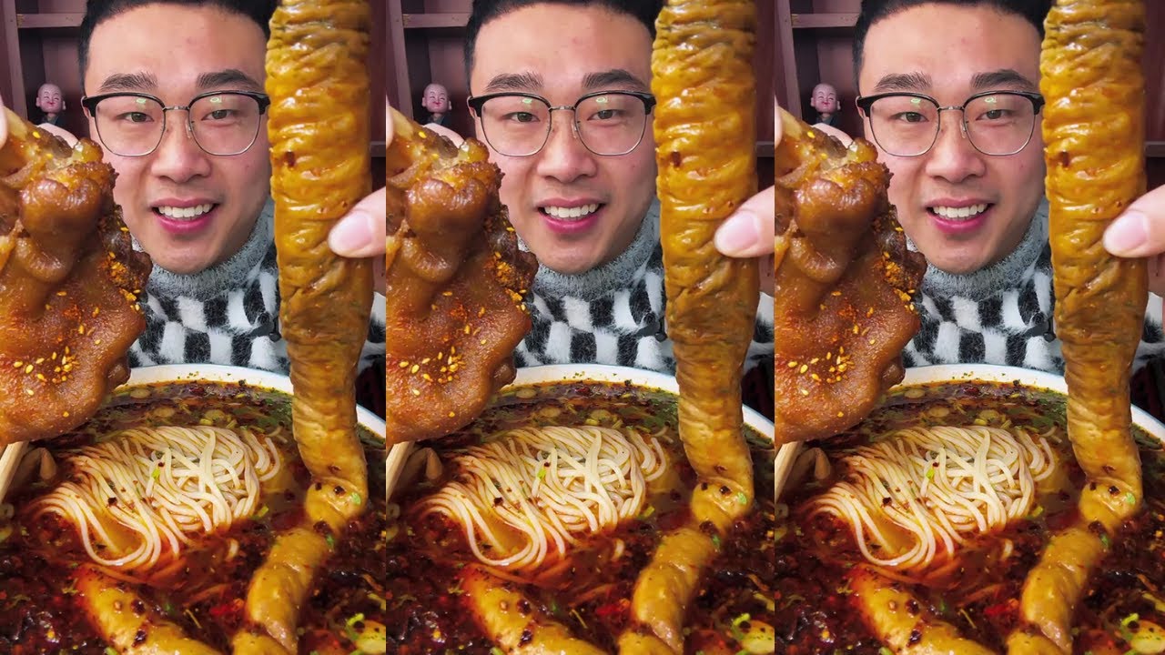 Satisfying Eating Show | Tiger-Skin Pig’s Trotters, Pig Intestines & Thin Rice Noodles So Delicious