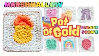 Crochet Pot of Gold Granny Square | Lucky Charms Marshmallow Series Pt. 6