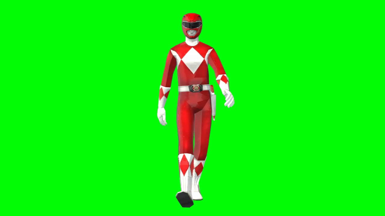 power ranger red walk animated front chroma - YouTube