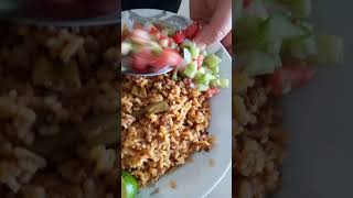 لوبیا پلو فوق خوشمزه وای معرکس با سالادشیرازی و لیموتازهIranian food of rice, meat and beans  #short