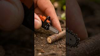 👉 Tiny Mini Chainsaw Cutting Wood 🪵⚡ | Satisfying Mini Tool #Shorts