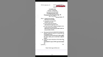 Transportation Engineering 2 2024 CE - 502 Rgpv Question Paper