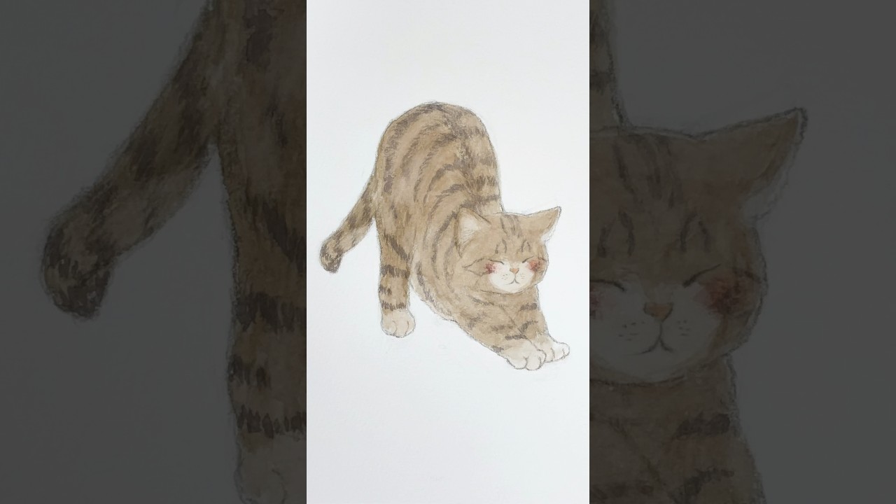 のびする猫さん🐈 #猫 #イラスト #cat #drawing