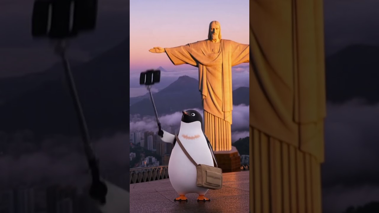 Penguin Travel Vlog Taking Selfies Around the World AI Short