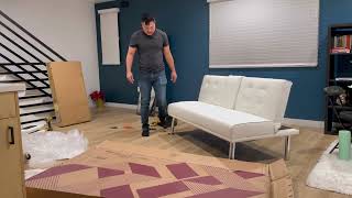 #Unboxing Janovius Coffee Table & Abbigale 65.8" Vegan Leather Futon Sofa Bed by Latitude Run