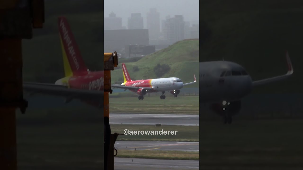 WINDY LANDING In A TYPHOON Of VIETJET A321 Shorts Aviation Vietjet Taipei