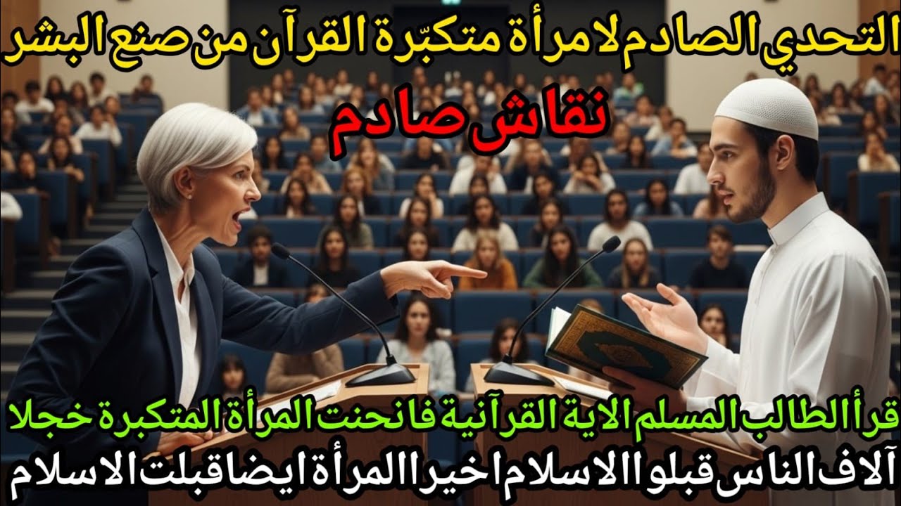 غرور أستاذة ملحدة أمام طالب مسلم… سؤال واحد قلب المناظرة رأسًا على عقب!
