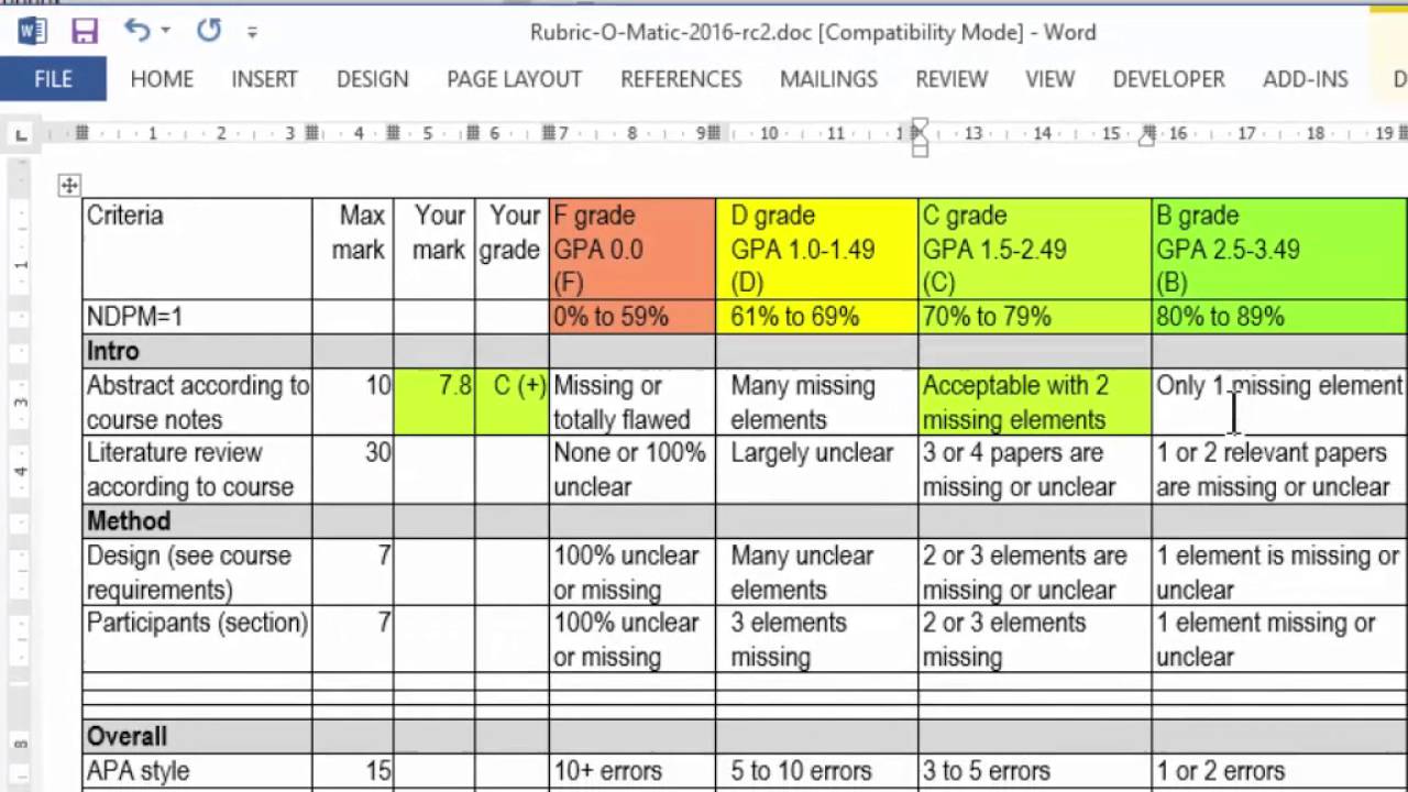 rubric-o-matic-automatically-total-marks-convert-the-total-to-a-percentage-and-grade-youtube