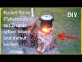 Raketenofen (Rocket stove) selber bauen aus Ziegeln und darauf Rührei kochen bzw. braten, DIY