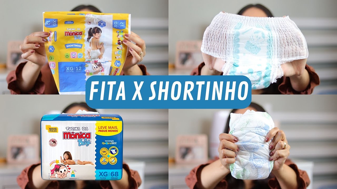 FRALDA TURMA DA MÔNICA BABY : SHORTINHO X FITA