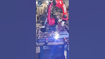 [SteviS Laser] Industrial 6-axis welding robot workstation, welding steel pipe frames #weldingrobot