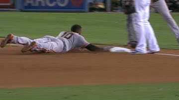 SF@LAD: Nunez singles, steals second and scores