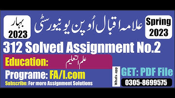 aiou 312 solved assignment No 2 Spring 2023 || code 312 assignment no 2 solution spring 2023 PDF
