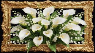 Soft Jazz 🎷Music for Relaxation 🎵 | White Calla Lilies in a Golden Frame 🤍 | 4K Frame TV Art screenshot 3