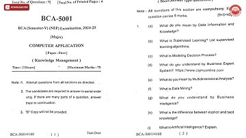 BCA 5TH SEM COMPUTER APPLICATION P KNOWLEDGE MANAGEMENT BCA 2025 | CSJMU
