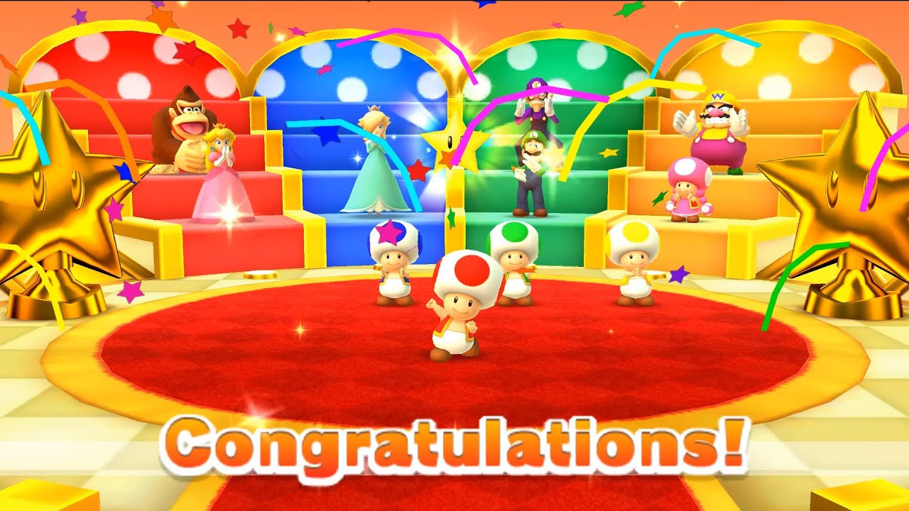 Mario Party Star Rush Toad Scramble - Donkey Kong vs Peach vs Rosailna vs Luigi (Master Difficulty)