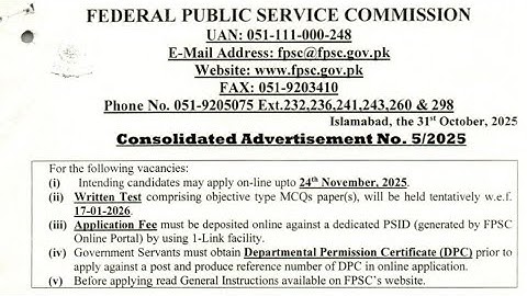 FPSC ADVERTISEMENT NO 5 2025 | FPSC Online jobs 2025 | Female lecturer jobs 2025 #FPSCJOBS2025
