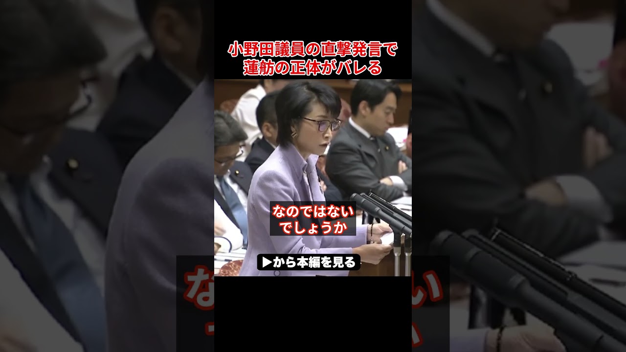 蓮舫青ざめる…小野田議員の直撃発言で蓮舫の正体がバレて絶句する瞬間