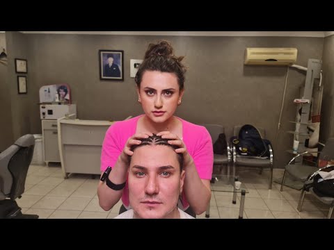 💈ASMR FOAMY HAIR WASH & GENTLE HEAD MASSAGE in a REAL TURKISH BARBERSHOP | ASK FOR THE LADY BARBER😉