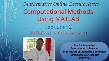 MATLAB as a Calculator-Part 1(Lecture 2)