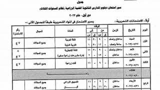 عاجل رسميا اعلان جداول امتحانات شهادة الدبلومات الفنية 2023