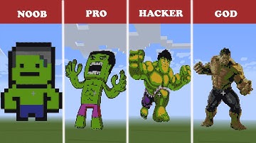 NOOB VS PRO VS HACKER VS GOD Minecraft Pixel art  HULK in minecraft