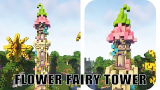Minecraft Flower Fairy Tower | How to build a Cottagecore Fairy Tower
