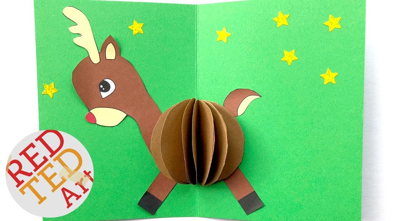 23D Christmas Card DIY - Easy Rudolph Pop Up Card - Templates - Paper Crafts Within Diy Christmas Card Templates