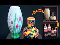 DIY Amazing Flower Vase | How to make flower vase from plastic bottle and paper clay