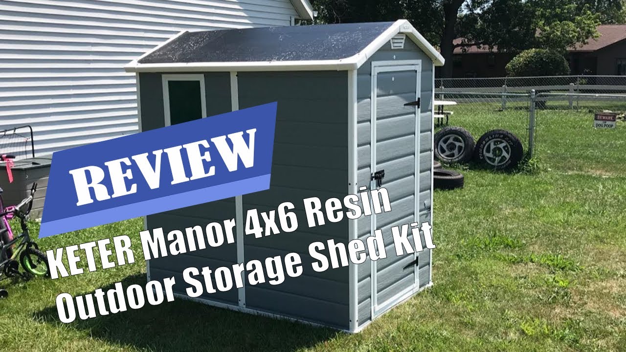Keter Manor 4x6 Resin Outdoor Storage Shed Kit-Perfect to Store Patio  Furniture, Garden Tools Bike Accessories, Beach Chairs and Lawn Mower, Grey  
