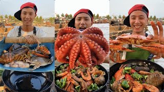 Fisherman Dagang Eats Giant Octopus, Crab, Lobster And Conch Today