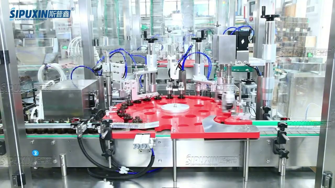 6 nozzles filling rotary chuck interlock inaide plugging outer capping machine for Car aromatherapy